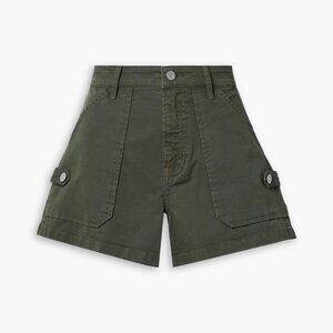 Veronica Beard Lanny Patch Pocket Denim Shorts - Army green